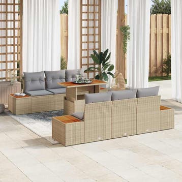 vidaXL Tuinbank Set 7 st Beige en Grijs, Verzenden, Nieuw