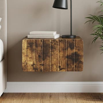 vidaXL Muurbevestigde Nachttafel Gerookt eiken 49 x 34,5 x, Verzenden, Nieuw