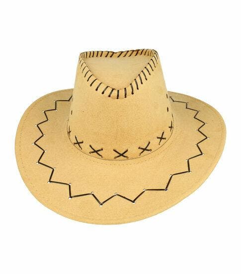 Cowboyhoed - Western hoed met stiksel onesize - Beige, Vêtements | Femmes, Chapeaux & Casquettes