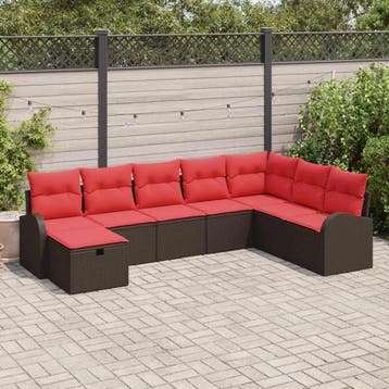 vidaXL Bankstel met kussen met opslag Bruin en Rood poly, Verzenden