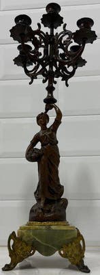 Kandelaber - Verguld brons - H : 48,5 cm, Antiquités & Art