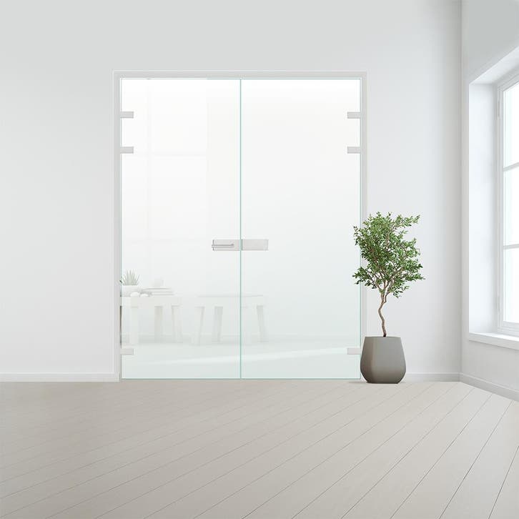 Glazen dubbele binnendeur XL voor stomp kozijn aluminium bes, Doe-het-zelf en Bouw, Glas en Ramen, Nieuw, Verzenden