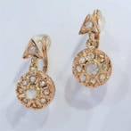 Oorbellen - 18 karaat Geel goud - Diamant - Vintage antiek, Handtassen en Accessoires, Oorbellen, Nieuw