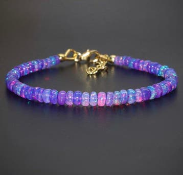 Bracelet de perles dopale éthiopienne naturelle lavande –