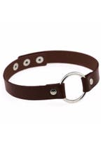 Choker Donkerbruin Ring Pu Leer Collar Ketting Halsband Sexy, Handtassen en Accessoires, Kettingen, Ophalen of Verzenden, Nieuw