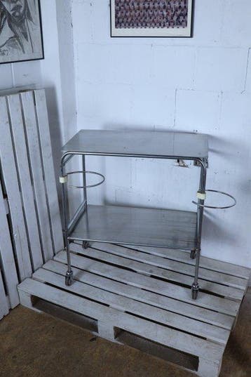 Bijzettafel - Vintage Medische Trolleywagen - Legering,