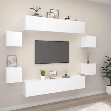 vidaXL 8-delige Tv-meubelset bewerkt hout wit, Verzenden