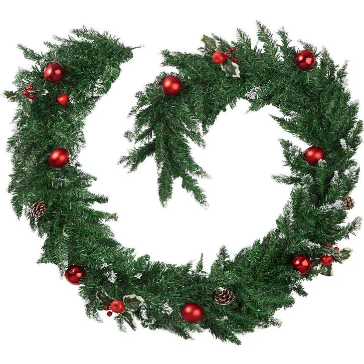 tectake Kerstslinger natuurgetrouw met ballen en dennenappel, Diversen, Kerst, Verzenden