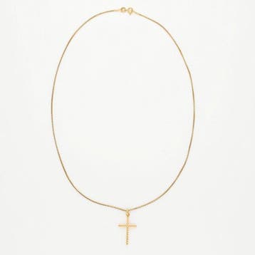 Collier avec pendentif - 18 carats Or jaune - Croix, Bijoux, Sacs & Beauté