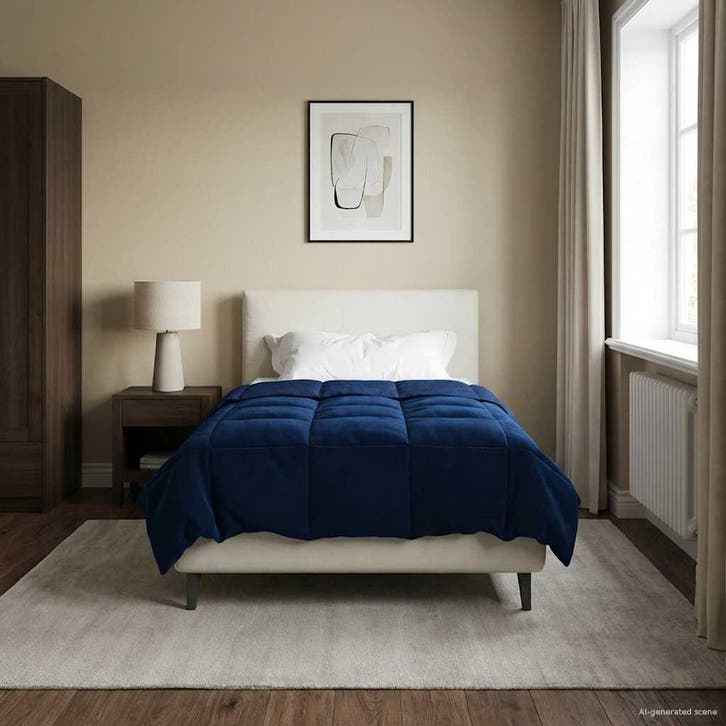 vidaXL Winter Duvet Gekwilt Donkerblauw 140 x 200 cm, Huis en Inrichting, Slaapkamer | Beddengoed, Nieuw, Verzenden