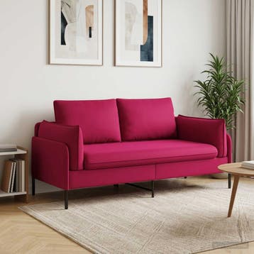 vidaXL 2-Zits Sofa 2-zits Wijnrood 188 x 81 x 89 cm fluweel, Huis en Inrichting, Verzenden, Nieuw