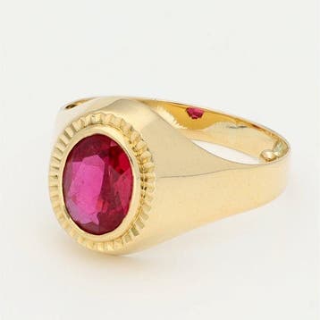 Ring - 18 karaat Geel goud Robijn, Nieuw