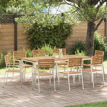 vidaXL Tuinstoel 8 st Massief Teakhout en RVS, Verzenden, Nieuw