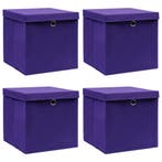 vidaXL Opbergboxen met deksel 4 st 28x28x28 cm paars, Verzenden, Nieuw