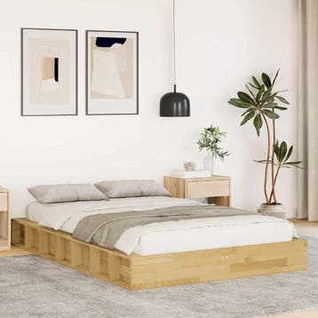 vidaXL Bedframe zonder matras 120x200 cm massief hout eiken, Verzenden, Nieuw
