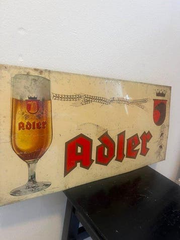 Zeldzaam vintage Adler bierreclamebord – groot formaat –