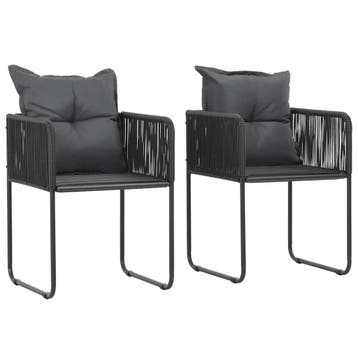 vidaXL Tuinstoelen 2 st met kussens poly rattan zwart, Jardin & Terrasse, Verzenden