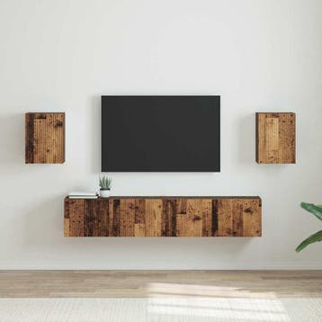 vidaXL TV Wandkast 2 pcs Oud Hout Bewerkt hout, Verzenden, Nieuw
