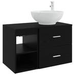 vidaXL Badkamermeubel Set 2 pcs Zwart eiken Bewerkt hout, Verzenden