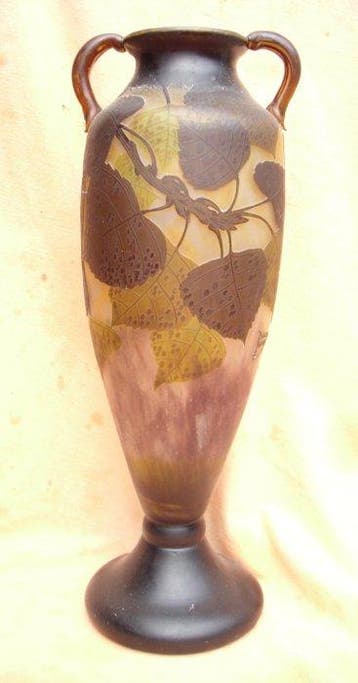 Daum Frères - Vase - Vase amphore - Verre - Pappel-dekor -