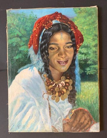 Scuola Italiana (XX), firmato A. Garino - Donna Africana, Antiek en Kunst
