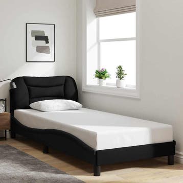 vidaXL Bedframe zonder matras Hvar 80x200 cm stof zwart, Verzenden, Nieuw