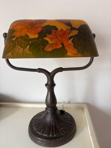 Tafellamp - Glas-in-lood, Brons - Art Nouveau / Gallé-stijl
