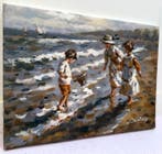 Francis Cristaux (1950) - Fillettes au bord de Mer  Petits