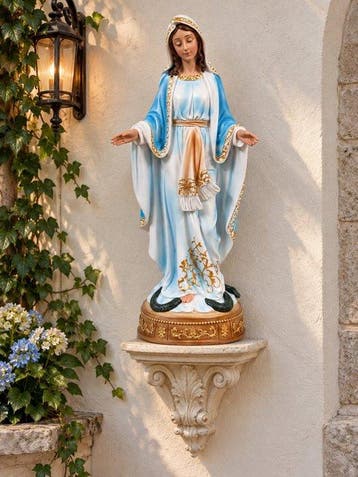 Beeld, Onbevlekt ontvangen Maria beeld - 45 cm - Polyresin, Antiek en Kunst