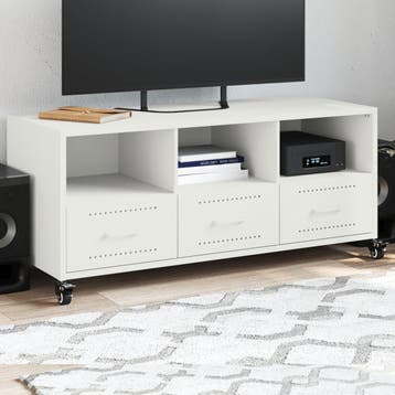 vidaXL Tv-meubel 100,5x39x43,5 cm staal wit, Verzenden, Nieuw