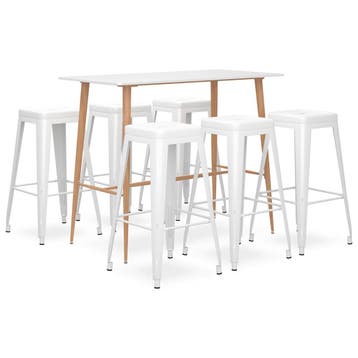 vidaXL 7-delige Barset wit, Verzenden, Nieuw