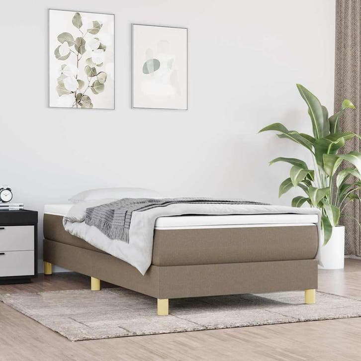 vidaXL Boxspring bed 80x200 cm stof taupe, Huis en Inrichting, Slaapkamer | Bedden, Nieuw, Verzenden