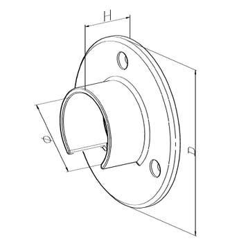 Celest U-profiel muurflens voor balustrade handrail rond 42,, Verzenden, Nieuw