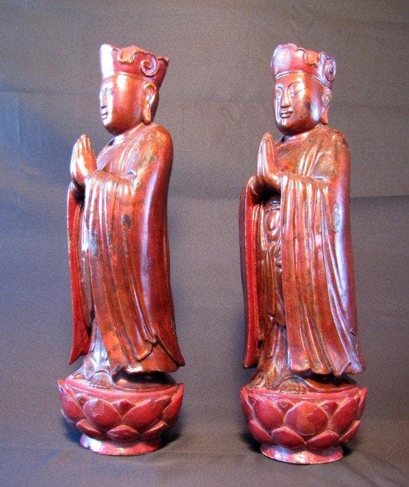 Vietnamese metgezellen-Boeddhas - Hout - Vietnam - Trnh, Antiek en Kunst, Antiek | Overige Antiek