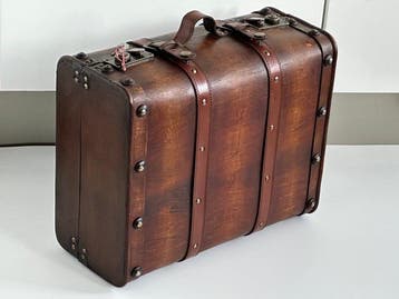 Unknown - Vintage Houten Opbergkoffer compleet met sleutel -
