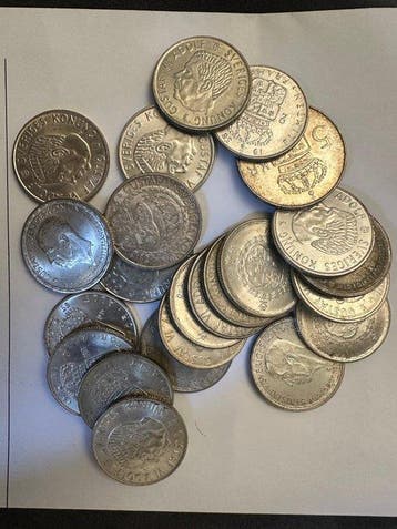 Zweden. Silver Set of 20+ coins: 1, 2, 5 Kronor XX cent., Gestempeld
