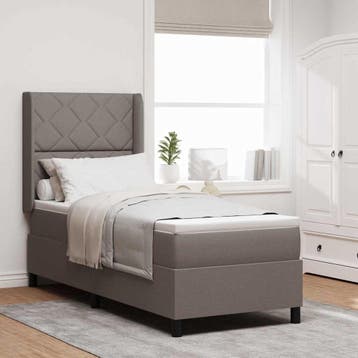 vidaXL LED Box Spring Bed met hoofdeinde Taupe 80 x 200 cm, Verzenden