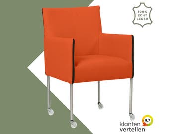 Leren eetkamerstoel More - Toledo Orange (oranje) - Poten, Huis en Inrichting, Overige kleuren, Bohemian, Industrieel, Modern, Scandinavisch