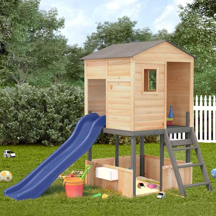 vidaXL Speelset voor buiten massief sparrenhout donkergrijs, Enfants & Bébés, Jouets | Extérieur | Aires de jeux, Envoi