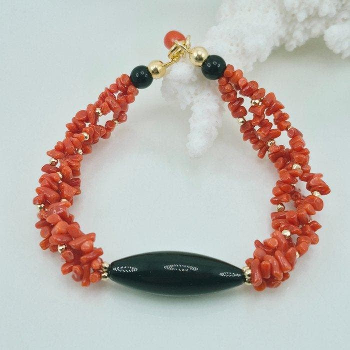 Corail - Argent, Plaqué or - Bracelet - CORALLO MEDITERRANEO, Antiquités & Art, Curiosités & Brocante