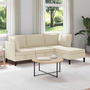 vidaXL Woonkamer Meubelset 4 st Crèmekleurig Stof, Huis en Inrichting, Verzenden, Nieuw