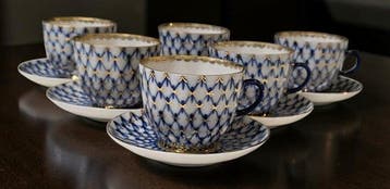 Lomonosov Imperial Porcelain Factory - Koffieservies voor 6