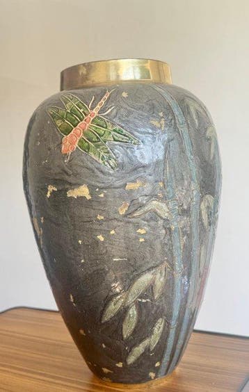 Vase - Rare cloisonné émaillé chinoiserie exotique, Laiton -, Antiquités & Art