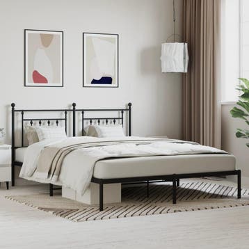 vidaXL Bedframe met hoofdbord metaal zwart 180x200 cm, Verzenden, Nieuw