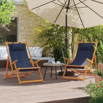 vidaXL Strandstoelen 2 st inklapbaar stof blauw, Verzenden, Nieuw