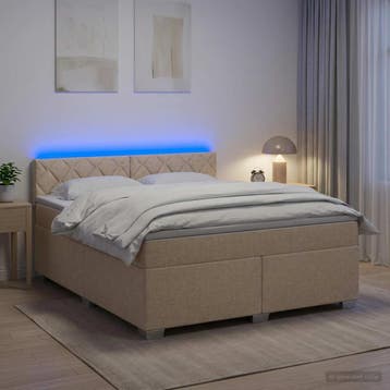 vidaXL Boxspringbed met matras en LED Crèmekleurig 180 x 200, Verzenden, Nieuw