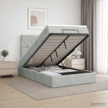 vidaXL Ottoman bed met matras Lichtgrijs 120 x 190 cm, Verzenden