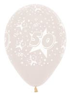 Ballonnen Number 50 Stars Crystal Clear 30cm 25st, Verzenden, Nieuw