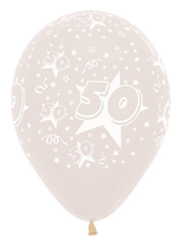 Ballonnen Number 50 Stars Crystal Clear 30cm 25st, Verzenden, Nieuw