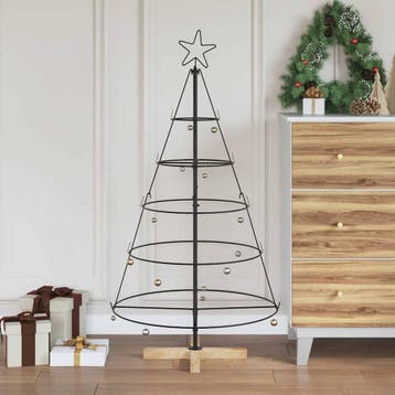 vidaXL Kerst Cone Boom met standaard Zwart 126 cm Staal, Diversen, Kerst, Verzenden, Nieuw